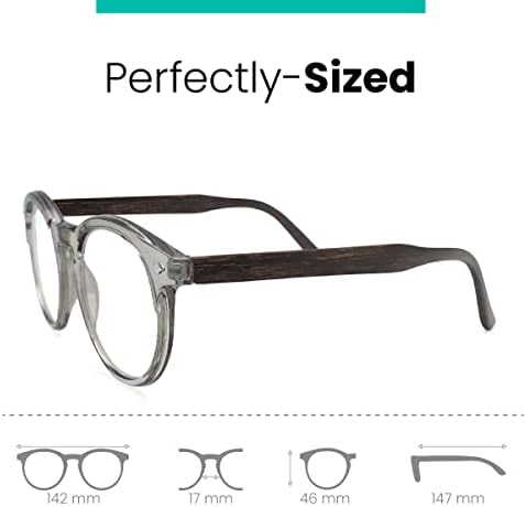 Прозрачни кръгли очила синьо за мъжете и жените, за да изглежда модерно, с ясно зрение - Силни очила за четене, за жени и за мъже
