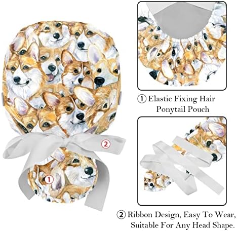 2 Опаковки Хипстерских шапки за еднократна употреба За медицински Сестри За кучета, Женски Дълга Коса, Регулируема Капачка С Черепа