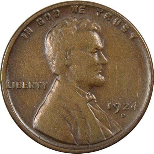Цент пшеница Линкълн 1924 D VF Много Фин Пени 1c Инв монети на САЩ: IPC7612