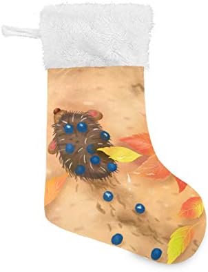 Коледни Чорапи PIMILAGU с Ежом и Боровинки, 1 Опаковка, 17,7 инча, Окачени Чорапи за Коледна украса