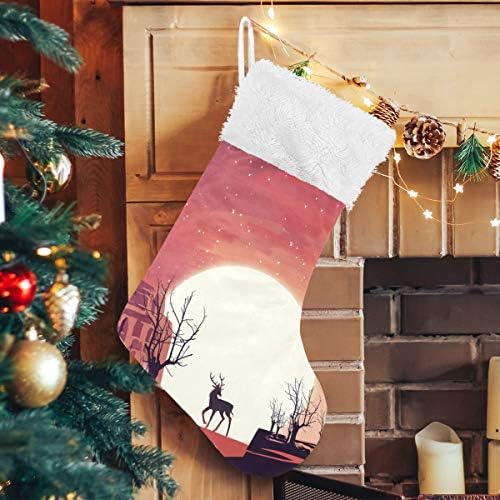 Коледни Чорапи Елен ПИМИЛАГУ по залез слънце, 1 Опаковка, 17,7 инча, Окачени Чорапи за Коледна украса