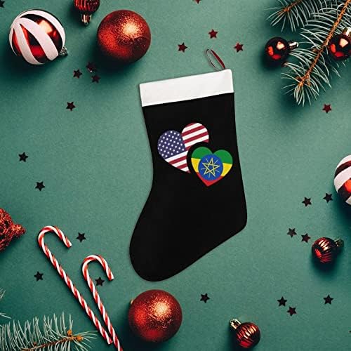 Етиопия Флаг на САЩ Коледни Чорапи Къси Плюшени Коледни Чорапи Подвесное Украса за Коледната Елха Украса на Камината 26x42 см