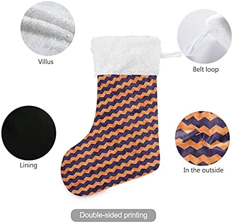 Коледни Чорапи ALAZA на Хелоуин, Оранжево-Лилаво, зиг-заг, Класически Персонализирани Големи Чорапи, Бижута за Семейни Тържества,