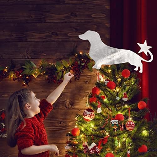 Домашен Любимец Коледно Дърво Topper Украса на Коледна Елха в цилиндър със Звезда Вечерни Украса за Възрастни
