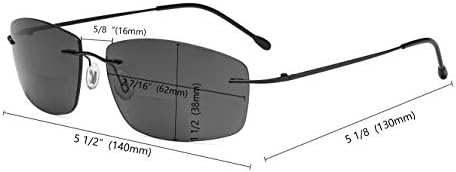 Eyekepper без рамки Бифокални очила Дамски Мъжки Леки Бифокални Ридеры без Очила за четене под Слънцето - Метални /Сиви лещи +2.25