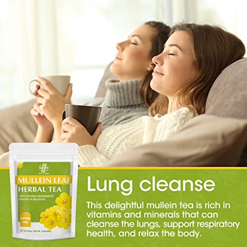 Чай от листа от лопен - Билков чай За прочистване на дихателните пътища и белите дробове, Без кофеин, 40 чаени пакетчета