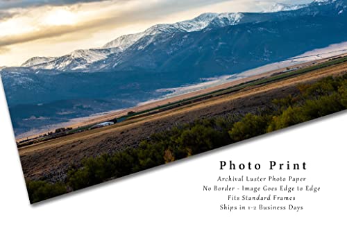 Западна фотография, Принт (без рамка), Изображението на Заснежените планини късно сутринта в Монтана, Скалистите планини, Стенно