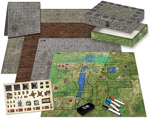 На игралното поле Ultimate Battle Grid - Мат с квадратни RPG-картинка, сухо изтриване - Настолна Карта за ролеви игри в костите - Преносимо Игралното тъмницата Dragons за Еднократн
