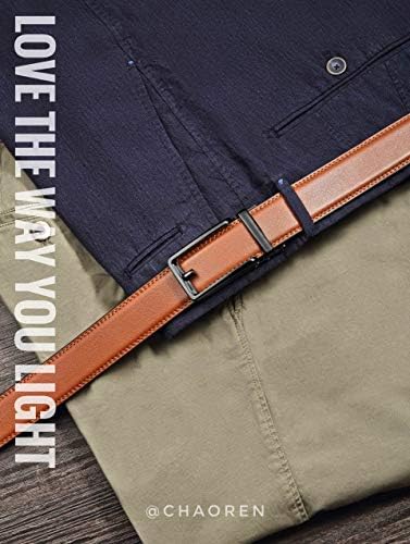 Мъжки колан CHAOREN Click Belt - Мъжки Кожена каишка с дължина 1-3 / 8 инча за дрехи и ежедневието - Колан с микрорегулировкой се