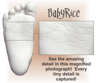 BabyRice Нов Комплект за детска леене с бяла рамка на дисплея, 3D Box размер 6x5 инча / Черно Планина / Бяла подложка / Сребриста