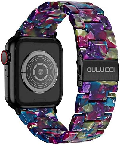 OULUCCI е Съвместим с джапанки Apple Watch 41 мм 40 мм, 38 мм и 45 мм 44 мм 42 мм, Модерен гривна iWatch Bands от смола с катарама от неръждаема стомана за Apple Watch Серия 7/6 /SE/5/4, Series 3 2 1 (лилаво