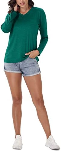Дамски Тениски EKLENTSON UPF 50 + Бързосъхнеща Однотонная Спортна Риза за тренировки с V-образно деколте и Дълъг Ръкав за Жени