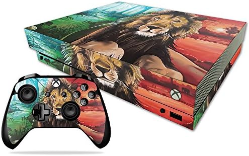 Корица MightySkins, съвместима с Microsoft Xbox One X - Split Lion | Защитно, здрава и уникална Vinyl стикер | Лесно се нанася,