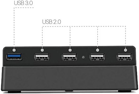 BSD 5-портов USB хъб, за PS4 Slim Edition - Високоскоростен адаптер за USB 3.0/2.0, Аксесоари, Конектор за разширяване на Газа, Удължител за игралната конзола PS4 PlayStation 4 Slim Edition [PS4 Slim Ed