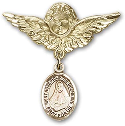 Детски икона Jewels Мания с естетиката чар Сейнт Роуз и знака Ангел с крила на булавке | Детски иконата със златен пълнеж с естетиката