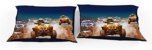 AMTAN 3D Набор от Пододеяльников за пуховых одеяла Байк Мотокрос Състезания Комплект Спално бельо 3шт Комплект Спално бельо