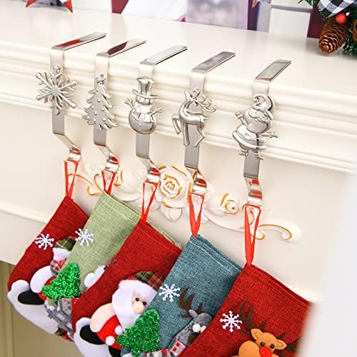 Yuokwer Комплект от 5 Коледни притежателите за отглеждане на полицата рафтове-Куки за отглеждане, Закачалка за камината, Коледни Щипки за чорапи за украса на Коледното