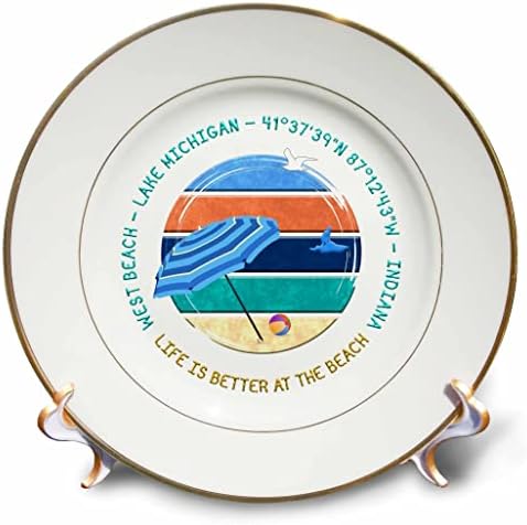 3. Американски плажове - Западен Бряг на езерото Мичиган, Индиана, летни подарък чинии (cp-375522-1)