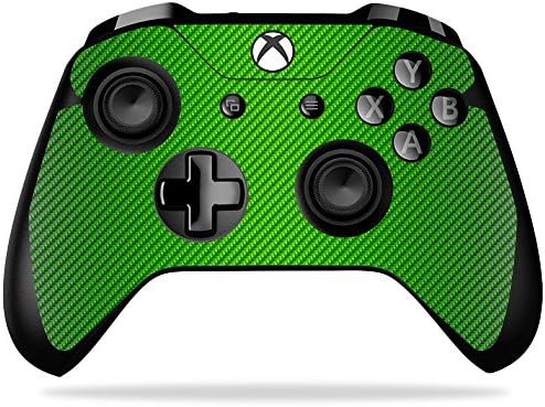 Калъф MightySkins, съвместим с контролера на Microsoft Xbox One X - Лайм от въглеродни влакна | Защитен, здрав и уникален винил