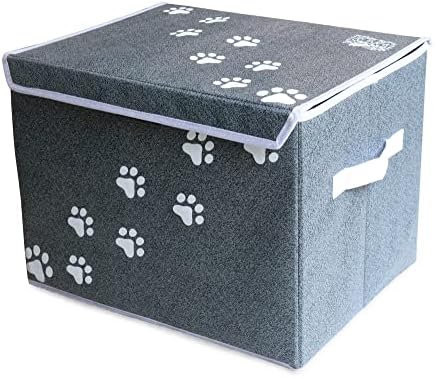 Котешки Грива ГОЛЯМА Кутия за съхранение на играчки за кучета 16 x 12 Кошница за съхранение на играчки за домашни животни с капак.