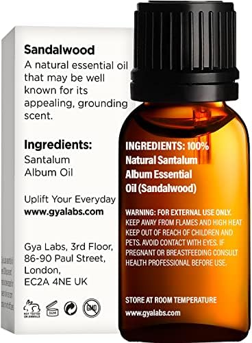 Ароматни етикети с лавандула за маски (5 опаковки - 60 band-спин) и Етерични масла от сандалово дърво, за да се дифузор (0,34 течни унции) - Чисти Етерични масла за терапевти