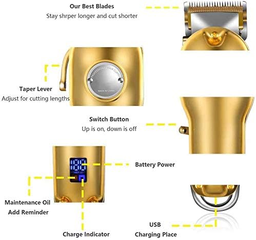 XFXDBT Професионални Машинки за Подстригване на Коса за Мъже Електрическа Машинка за подстригване За Коса Led Дисплей Точност Безжична Машинка за Деца Златен USB Акумул