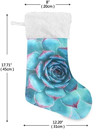 Коледни Чорапи с миниатюрни Суккулентными растения xigua, Бели Плюшени Чорапи-маншети, Подарък ленти за Официални Празнични украси, декорации (17,7 инча, 1 опаковка)