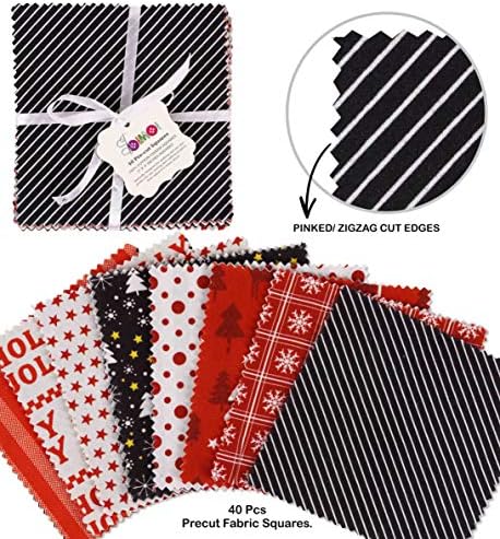 Принт на коледна тематика Soimoi, предварително изрязани 5-инчов квадрати от памучен плат, комплект за бродиране в стил мозайка