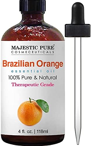 Етерично масло Majestic Pure Brazilian Orange е с аромат на Сандалово дърво, пакет – Масло от портокал 4 ет. унция, Масло от сандалово