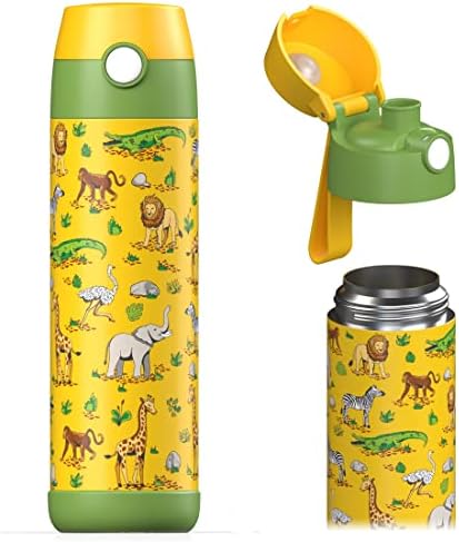 Детска бутилка за вода JARLSON® - една бутилка за вода от неръждаема стомана с изолация MALI и капак - термос за момичета / момчета