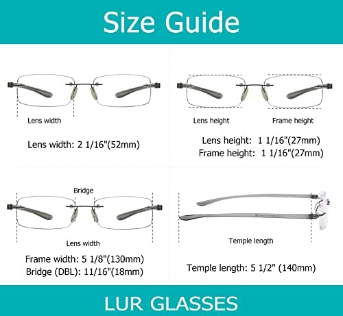 LUR 7 опаковки очила за четене без рамки + 3 опаковки очила за четене в полукръгла рамка (общо 10 двойки ридеров + 2,00)