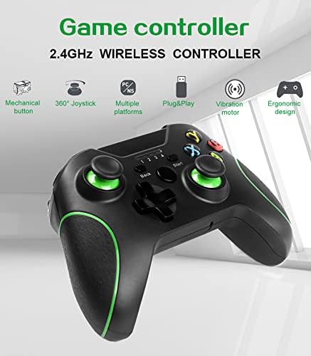 Удобен безжичен контролер Xbox One с дистанционно управление 24 Ghz, Джойстик, Игри контролер, Съвместим с Xbox One /One S Black
