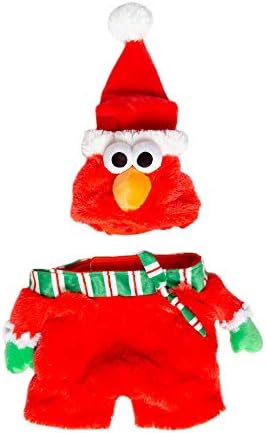 Пет Krewe Sesame Street Костюм на куче Эльмо на дядо коледа |Коледен Костюм на Котка | Подаръчен комплект от две части, състоящ се от капачката на Елмо и Боди с шал и дръжки | К?