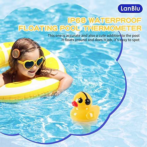 Плаващ Термометър за басейна LanBlu, Термометър Температурата на водата в слънчевата вътъка, Голям Размер, Лесно Считываемый Термометър