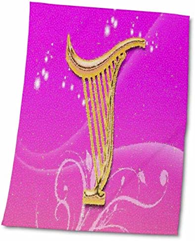 Музика 3dRose Florene - Снимка Мозайка Златни Арфи В Горещо Pink.jpg - Кърпи (twl-98610-1)