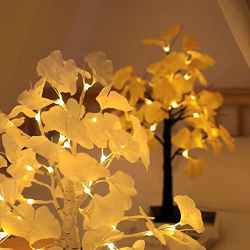 LIUHD Настолна Лампа С Подсветка От Клен, Украса на Масата в Деня на Благодарността, Топло Бяла Led Лампа от Бреза Дърво за Дома,