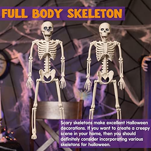 JOYIN 2 БР 24 Скелети на Хелоуин, Висящи Скелети за Цялото Тяло, Човешки Пластмасови Зарчета с Подвижни Стави за парти на Хелоуин,