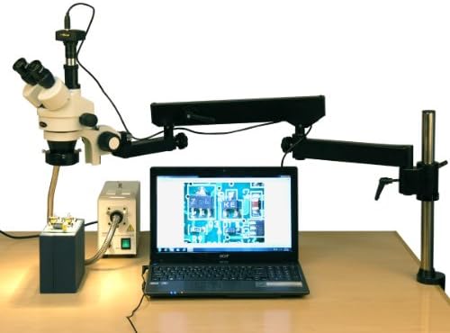 Цифров професионален тринокулярный стереоскопичен увеличение на микроскопа AmScope SM-8TZZ-FOR-10M с окулярами WH10x и WH20x, 3,5-180-кратно
