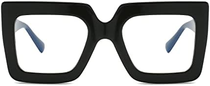 EYLRIM Извънгабаритни Квадратни Очила с Блокиране на Синя Светлина за Жените, Компютърни Очила с Големи Рамки, Без рецепта