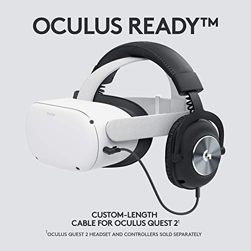 Детска слушалки Logitech G PRO за Oculus Quest 2 - Oculus Ready - Кабел необичайна дължина - Игрален аудиодрайвер PRO-G Precision - е Изработен от стомана и алуминий - Connect Aux вход 3.5 мм, с ниско з