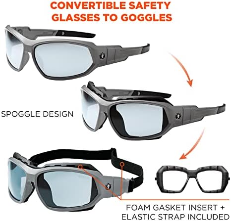 Защитни очила Ergodyne Skullerz Plamen с мек покрив, вътрешна /външна леща -В комплект уплътнение и каишка за преобразуване на точки за точки, вътрешна / външна леща от матово с?