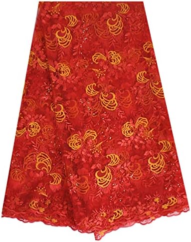 Африканска плат, расшитая мъниста, блестящи камъни, мрежести тъкани, нигерийская бродирани лейси плат за вечерна рокля (розово),