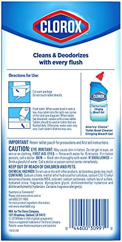 Хапчета Clorox Ultra Clean за тоалетна Bleach & Blue с аромат на Дъжд Clean По 2,47 грама Всяка, брой 4 бр. (опаковка може да варира)