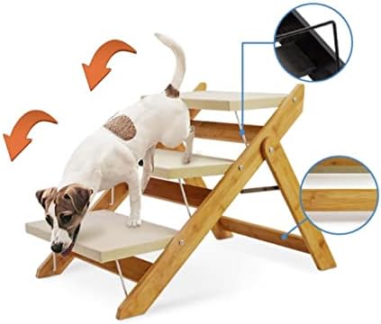 LEPSJGC Дървена стълба за катерене за кучета, Преносим стълба за домашни любимци Две в едно, мека мебел, Автомобили стълба за кучета