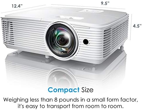 Професионален проектор Optoma EH412ST с къс ход HDR 1080P | Сверхяркий 4000 Лумена | За бизнес презентации, класни стаи или конферентни