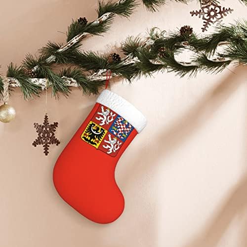 Cutedwarf Национален Герб на Чешката Република Коледен Отглеждане на Коледна Украса Класически 18 Инча Окачен Чорап за Камина