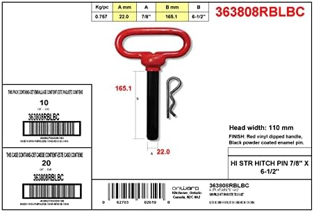 Профили Richelieu 363808RBLBC 6 1/2 инча (165 мм) high-performance, Метал, PVC, Червен, Черен Свързващ Щифт