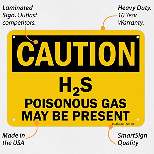 Знак SmartSign Внимание: може да присъства отровен газ H2S | Алуминий 7 x 10