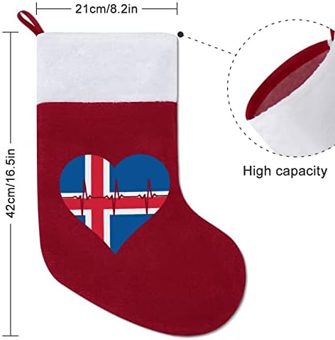 Любовта Исландия Сърцебиене Коледен Окачен Отглеждане Чорапи за Коледно Камина Празничен Начало Декор
