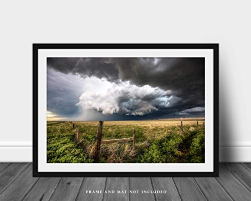 Снимка на буря, Принт (без рамка), Изображението на гръмотевични бури над равнините в пролетен ден, в Колорадо, Метеорологичните условия, Стенен декор в западен стил